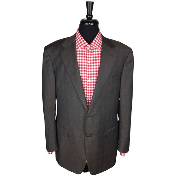 Canali Mens Brown /Blue Check Wool Sport Coat Blazer Jacket Size IT 54L / US 44L
